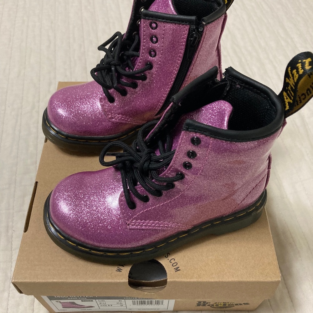 Dr. Martens air wave glitter purple toddler boots “BRAND NEW”
